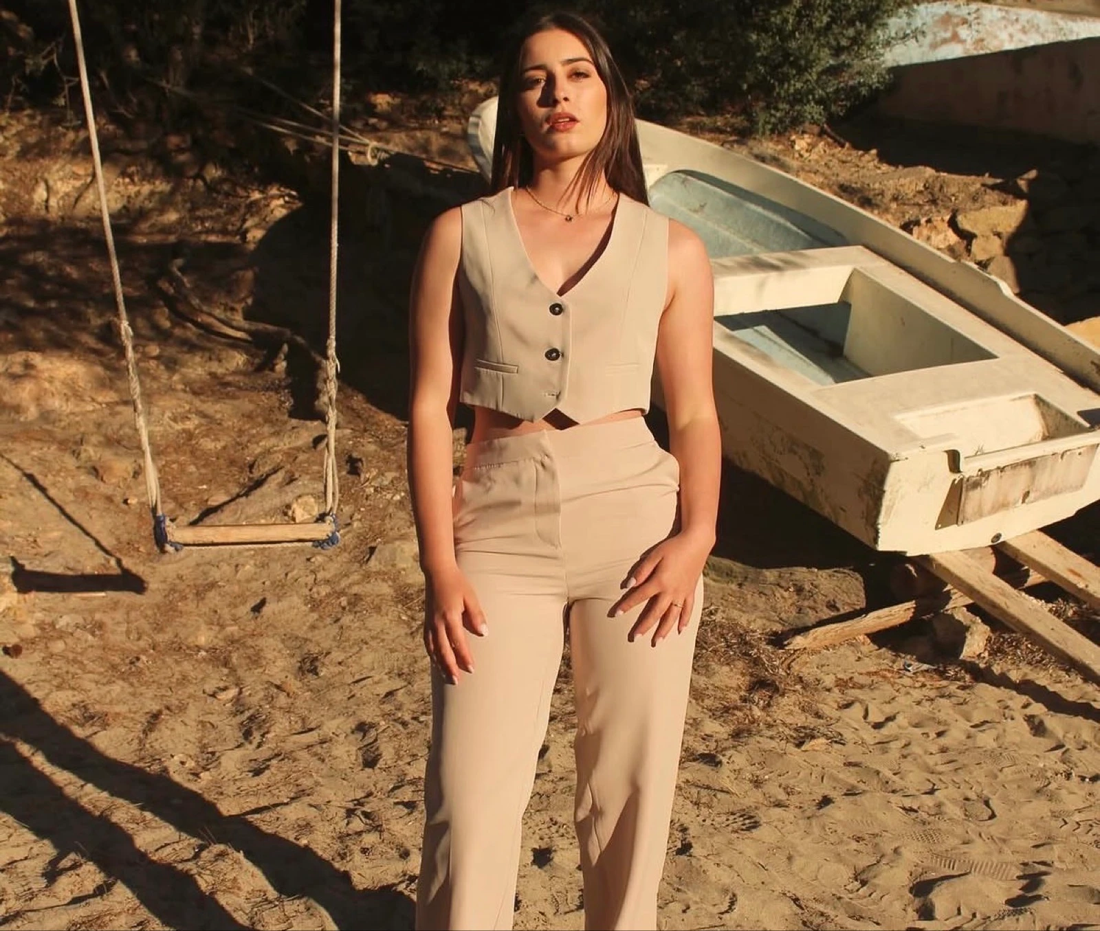 Beige kleurige snit vest – photo 3